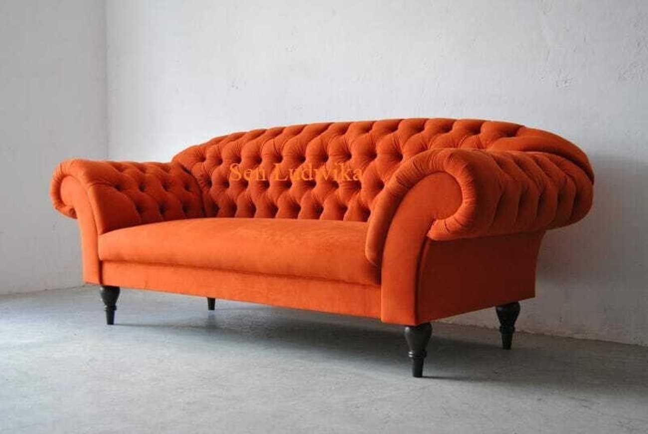 JVmoebel 3-Sitzer Dreisitzer Design Polster Made Europe Sitzer Orange, Sofa in Chesterfield Textil 3