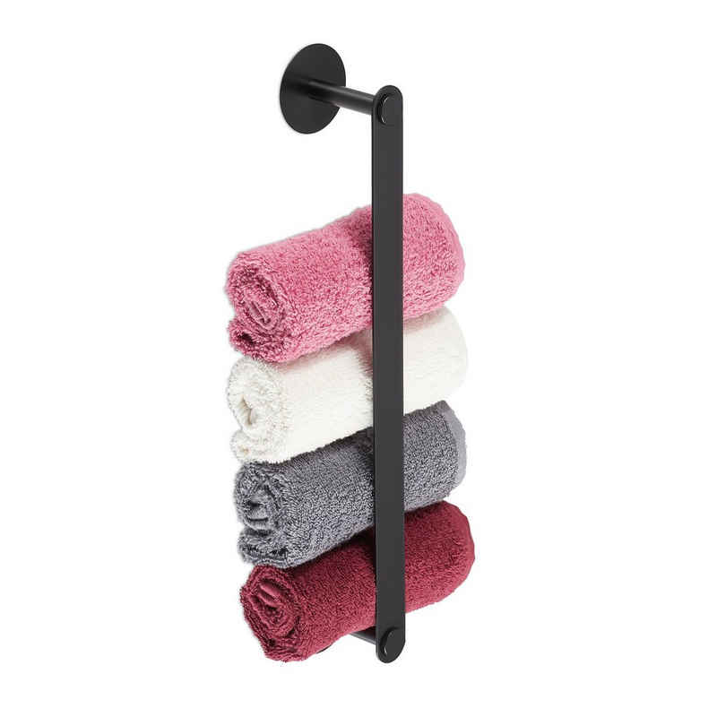 relaxdays Handtuchhalter Handtuchhalter ohne Bohren schwarz