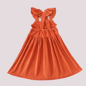 suebidou Midikleid Kleid aus Cord Fuchsdesign Mädchenkleid orange (110-tlg)