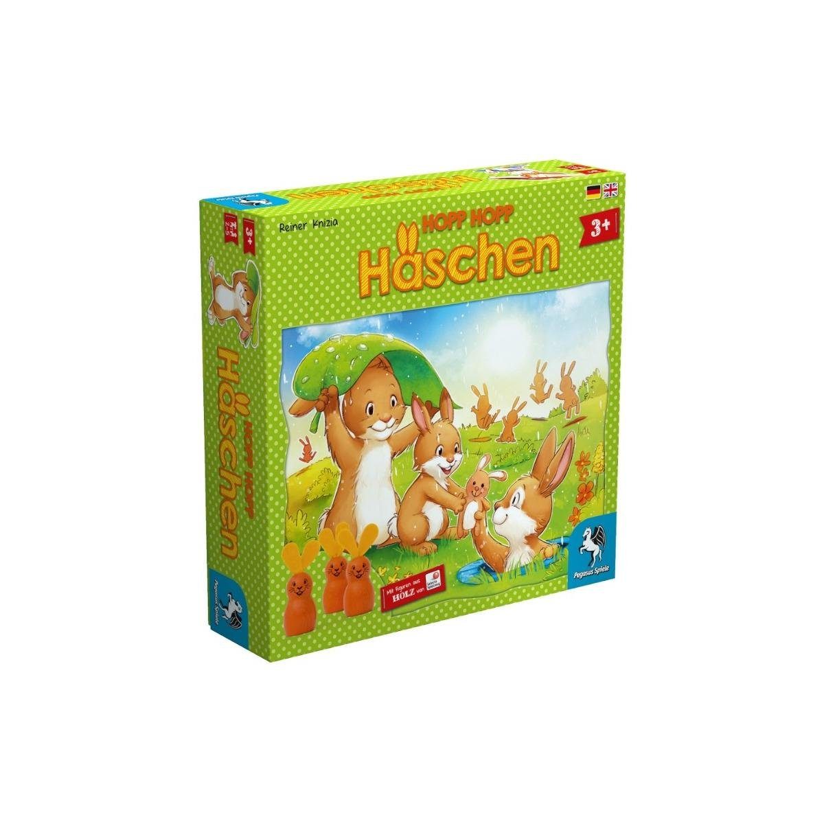 Pegasus Spiele Spiel, Familienspiel 66005G - Hopp Hopp Häschen, 2 bis 5 Spieler ab 3 Jahren, Lernspiel