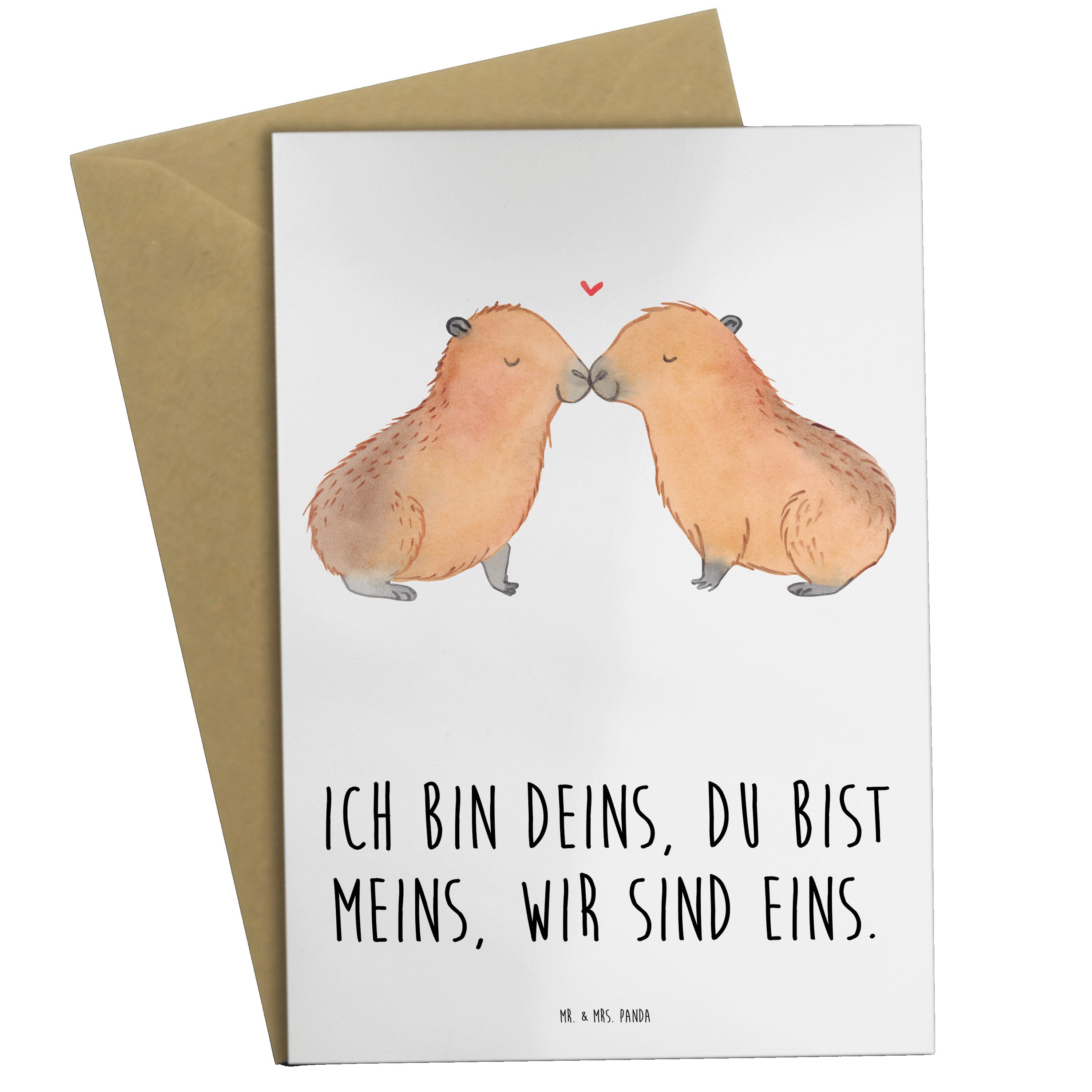 Mr. & Mrs. Panda Grußkarte Capybara Liebe - Weiß - Geschenk, Gute Laune, Partnertiere, Klappkart
