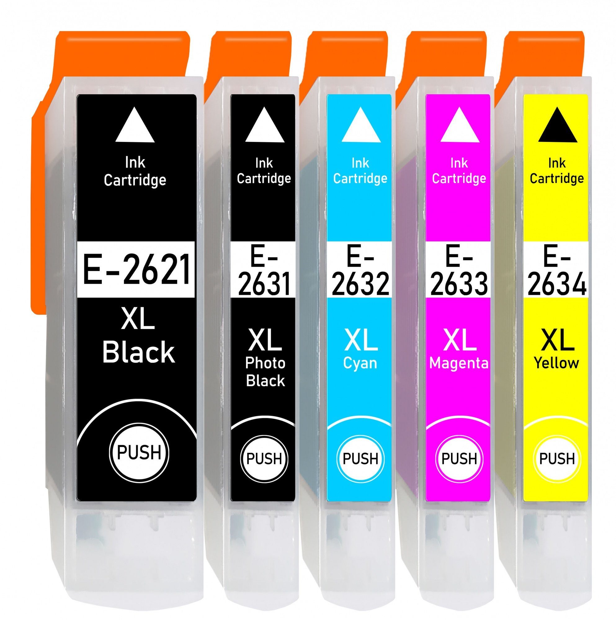 Druckerparadies 5er Multipack für Epson 26XL Tintenpatronen Set Tintenpatrone (5-tlg., für XP510 XP520 XP600 XP605 XP610 XP615 XP620 XP625 XP700 XP710 XP720)