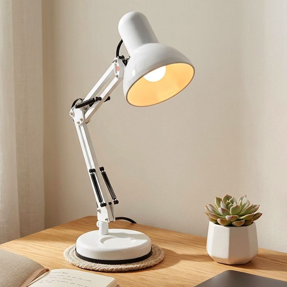 GLOBO LIGHTING Schreibtischlampe, Leuchtmittel nicht inklusive, Tischlampe Tischleuchte Schreibtischlampe weiß Höhenverstellbar H 59cm