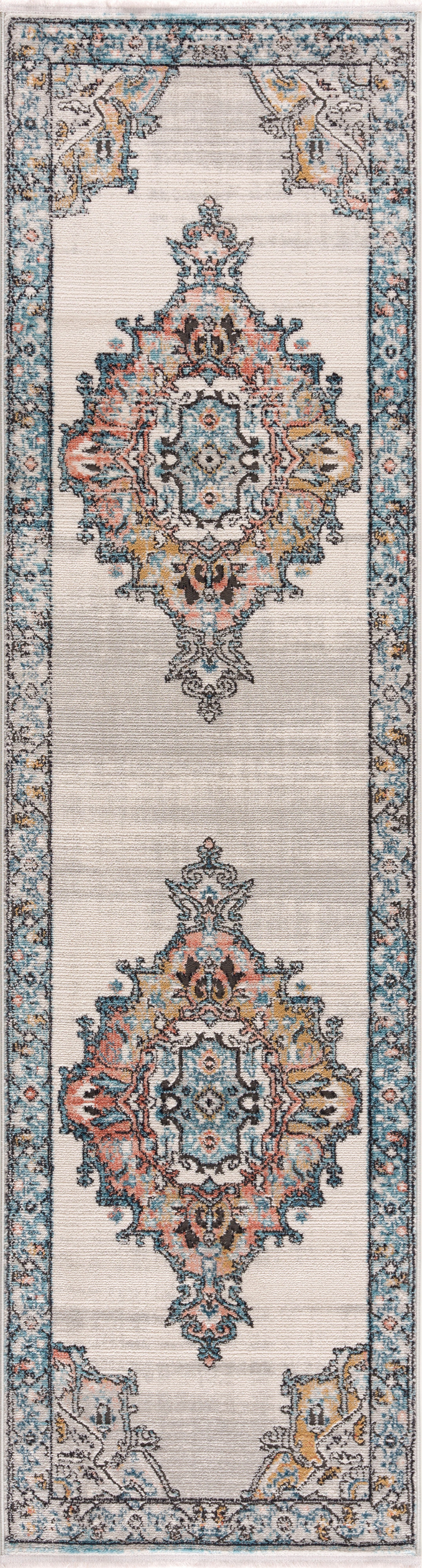 Läufer Novel 8640, Carpet City, rechteckig, Höhe: 11 mm, Vintage-Teppich  mit Fransen, Used-Look, Weich, Multicolor | Kurzflor-Teppiche