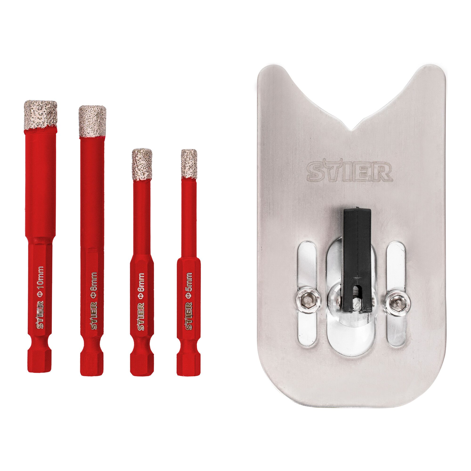 Stier Fliesenbohrer STIER Fliesenbohrer Set 5 tlg für harte Fliesen Naturfliesen Marmor un