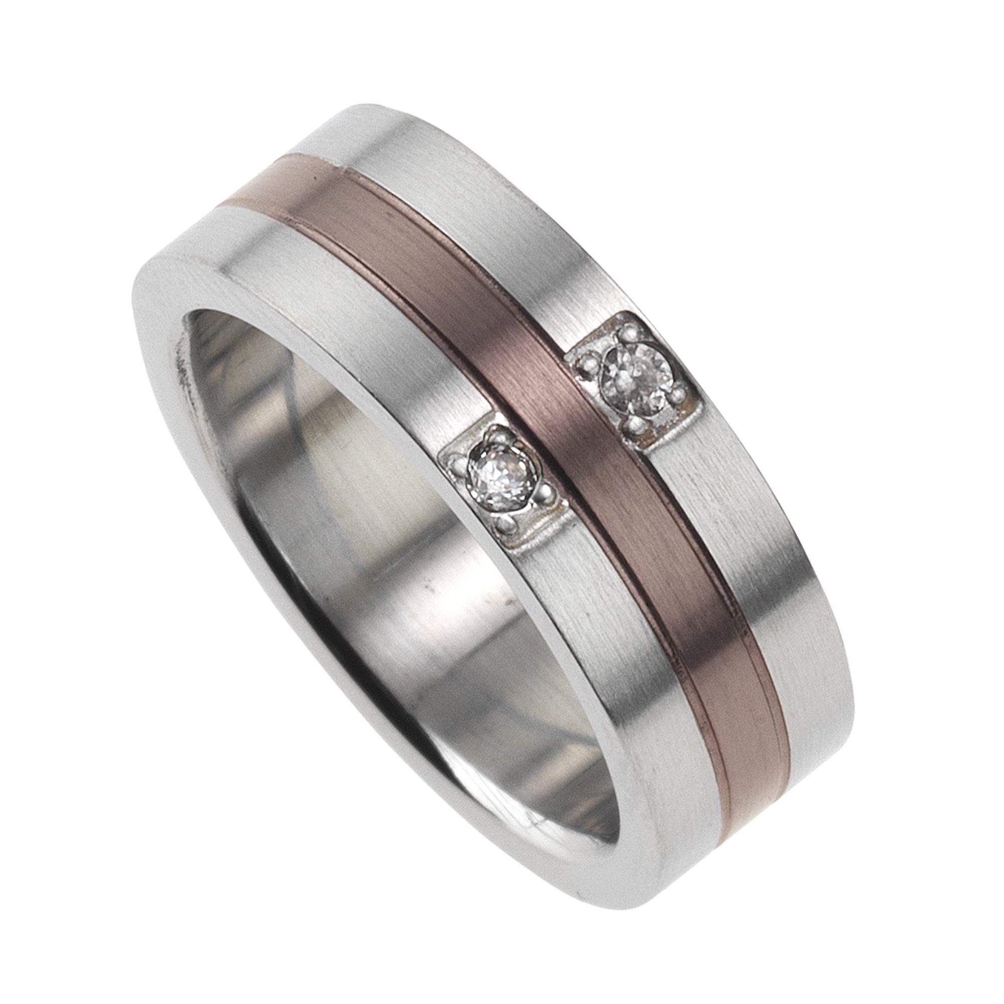 Zeeme Fingerring Edelstahl mehrfarbig Kristall weiß günstig online kaufen