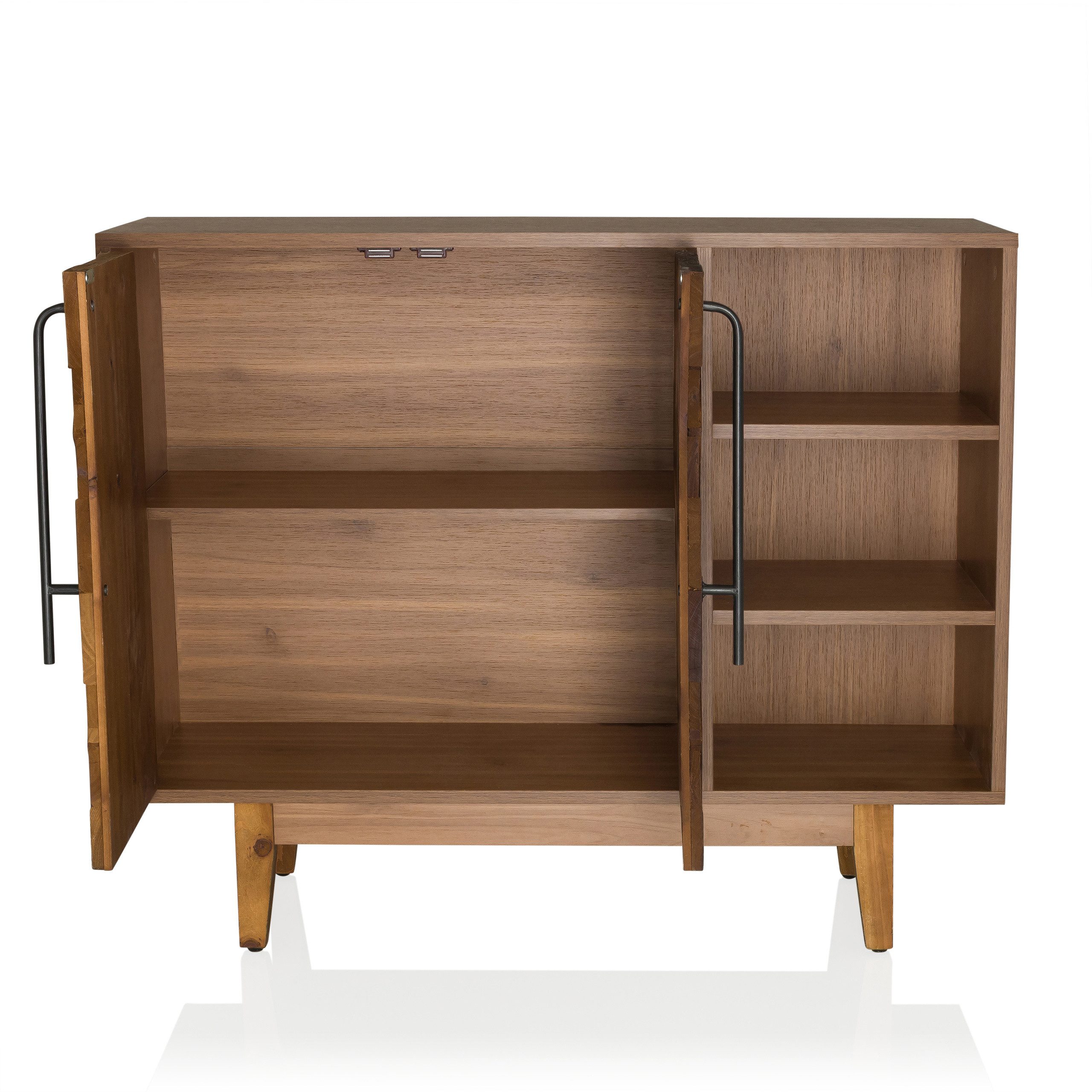hjh LIVING Kommode SANTJAGO WOOD L Sideboard H/B/T:, Sideboard mit Doppeltüre aus massivem Tannenholz in Fischgrät-Optik