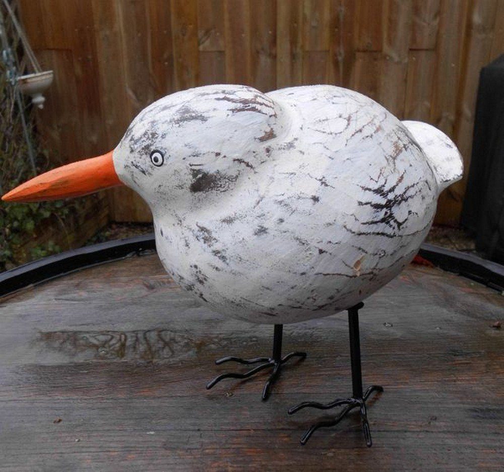 Deko-Impression Dekofigur Neugierige, dicke Möwe. Maritimes Deko-Objekt Holz Handarbeit 27 cm (1 St)