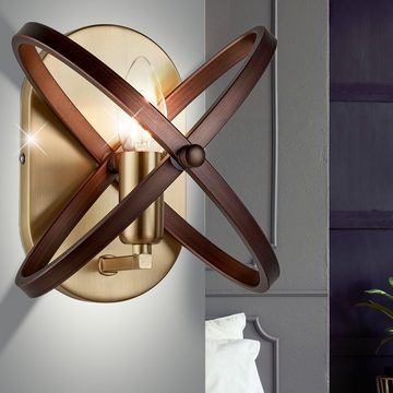 etc-shop Wandleuchte, Leuchtmittel nicht inklusive, Wand Leuchte Schlaf Gäste Zimmer Bronze-Farben Lampe schwenkbar