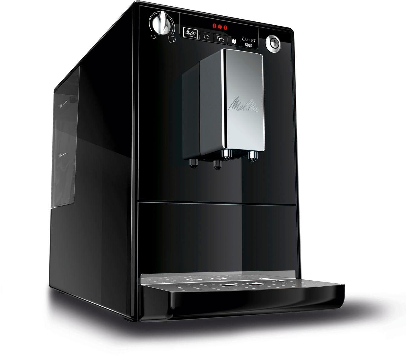 Melitta Kaffeevollautomat Solo® E950-201, schwarz, Perfekt für Café crème & Espresso, nur 20cm breit