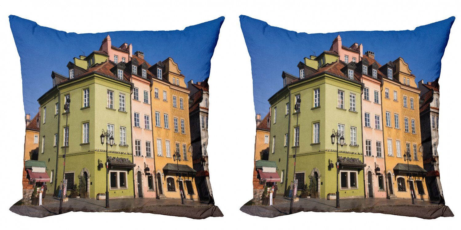 Old Doppelseitiger (2 Town Europa Houses Modern Polen Accent Abakuhaus Digitaldruck, Stück), Szene Kissenbezüge