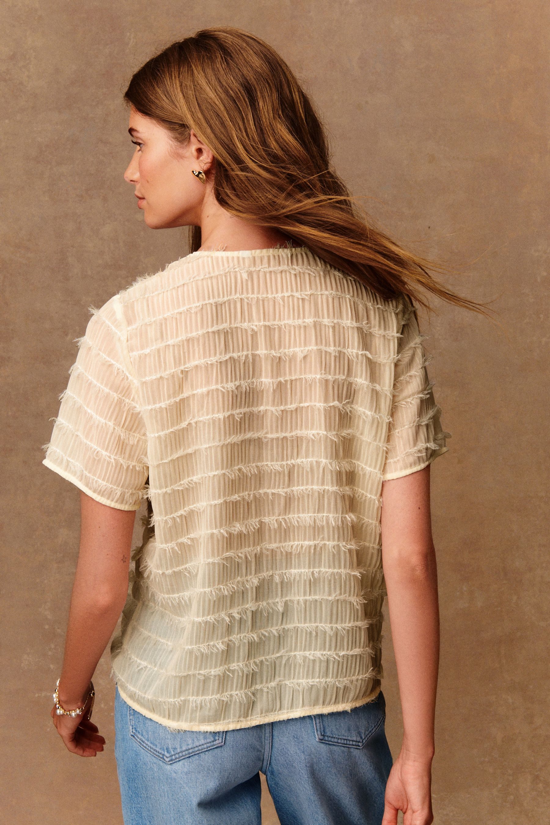 Next Kurzarmbluse Transparente kurzärmelige Button-down-Bluse (1-tlg) günstig online kaufen