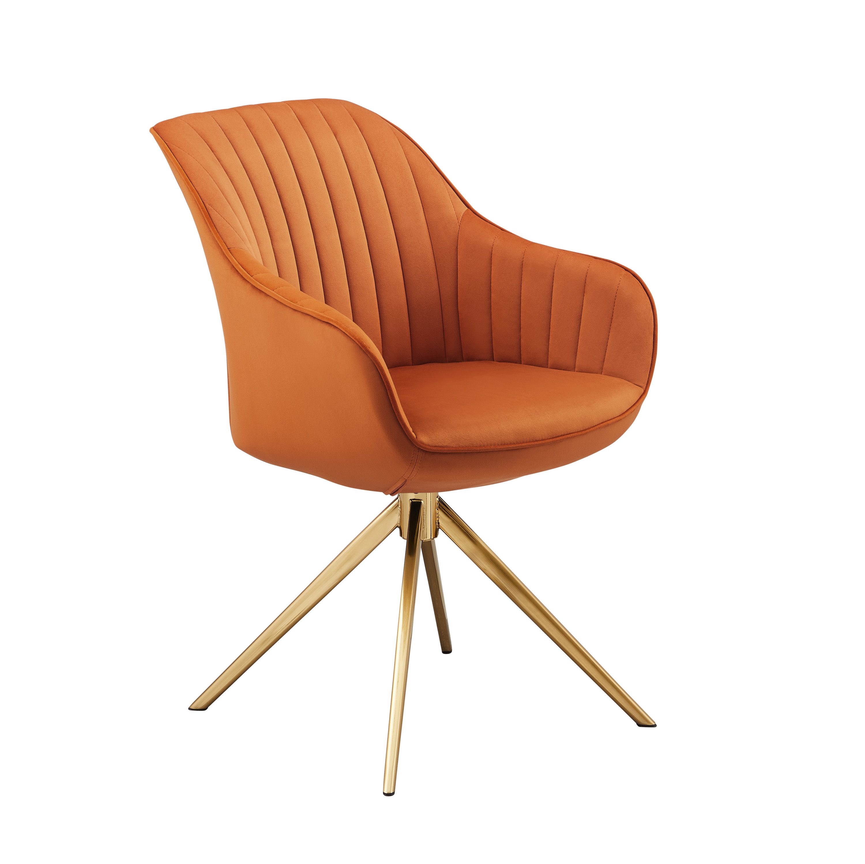 Art Leon Esszimmerstuhl CC001 (Esszimmerstühle Drehbar Samtstuhl Polsterstuhl mit Armlehnen Golden Metallbeine, 1 St), 360 Grad Drehbar Schreibstuhl Sitzfläche 43x42cm 1 Stück Küchestuhl