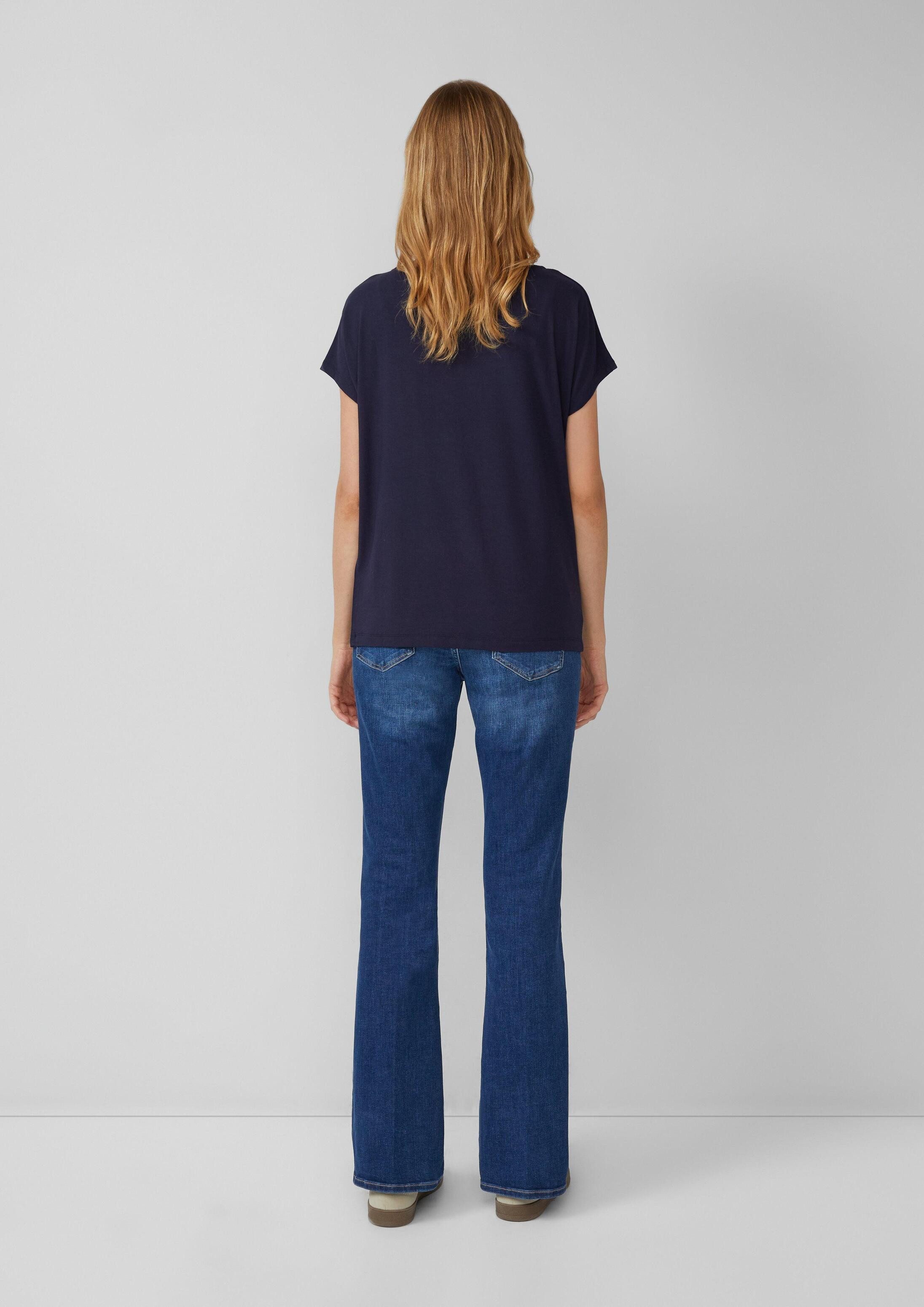 s.Oliver Kurzarmshirt T-Shirt Fließendes Jersey-Shirt mit überschnittenen Schultern