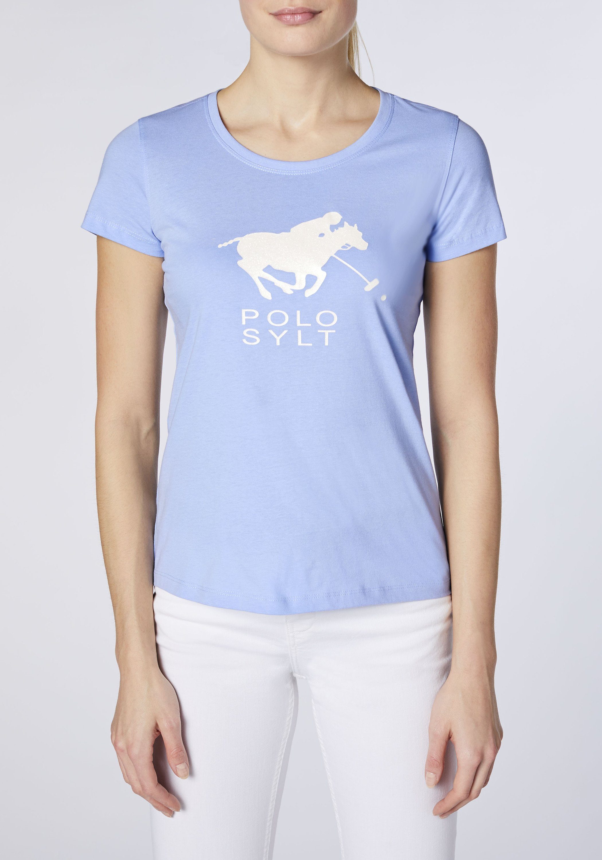 Polo Sylt Brunnera Blue in Print-Shirt figurbetonter Passform