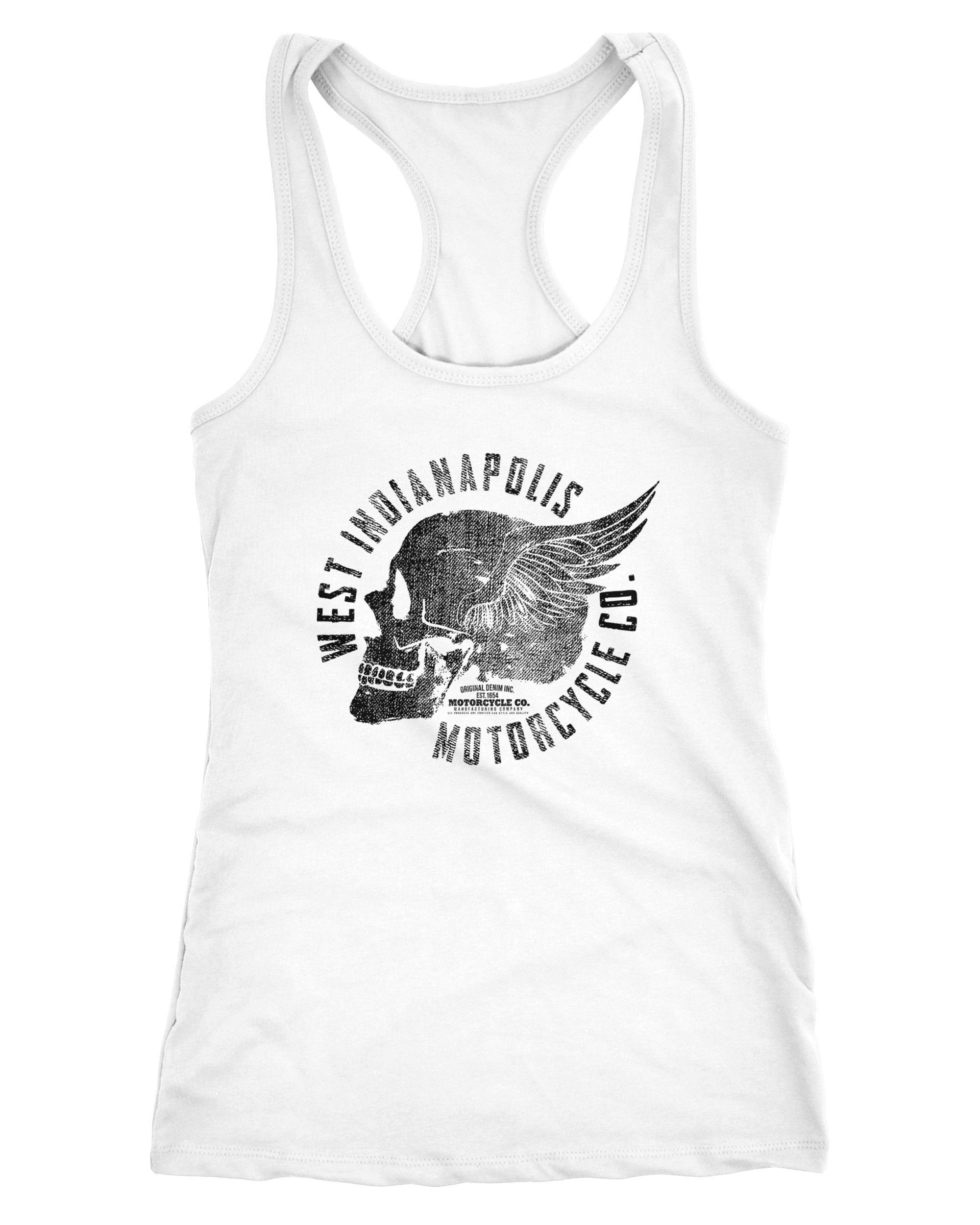 Tanktop Damen Tank Top Motorrad Biker Totenkopf Skull Wings Vintage Racerback
