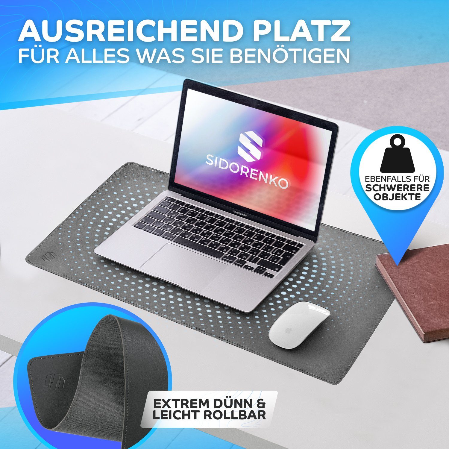 MAXLVL Gaming Mauspad Schreibtischunterlage - Mauspad mit Vernähte Kanten - abwaschbar (in 80x40 cm / 60x35 cm, Schreibtisch Unterlage für Büro), Tischunterlage – Bild 5 von 5