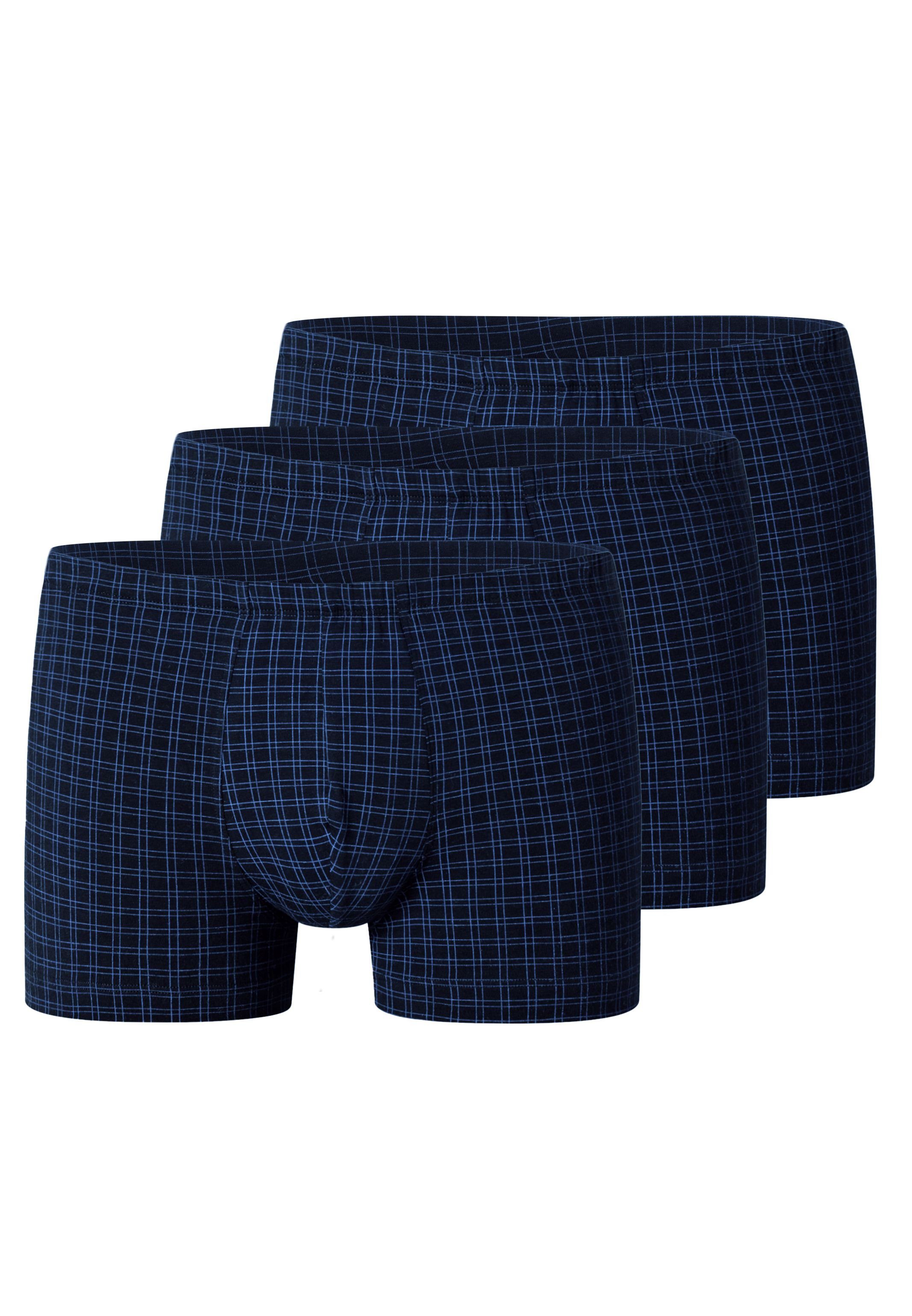 Schiesser Retro - Cotton Baumwolle Boxer Organic 3er Short Retro Pack (Spar-Set, Atmungsaktiv Pant Eingriff Cotton Casual - 3-St) Dunkelblau / - Ohne