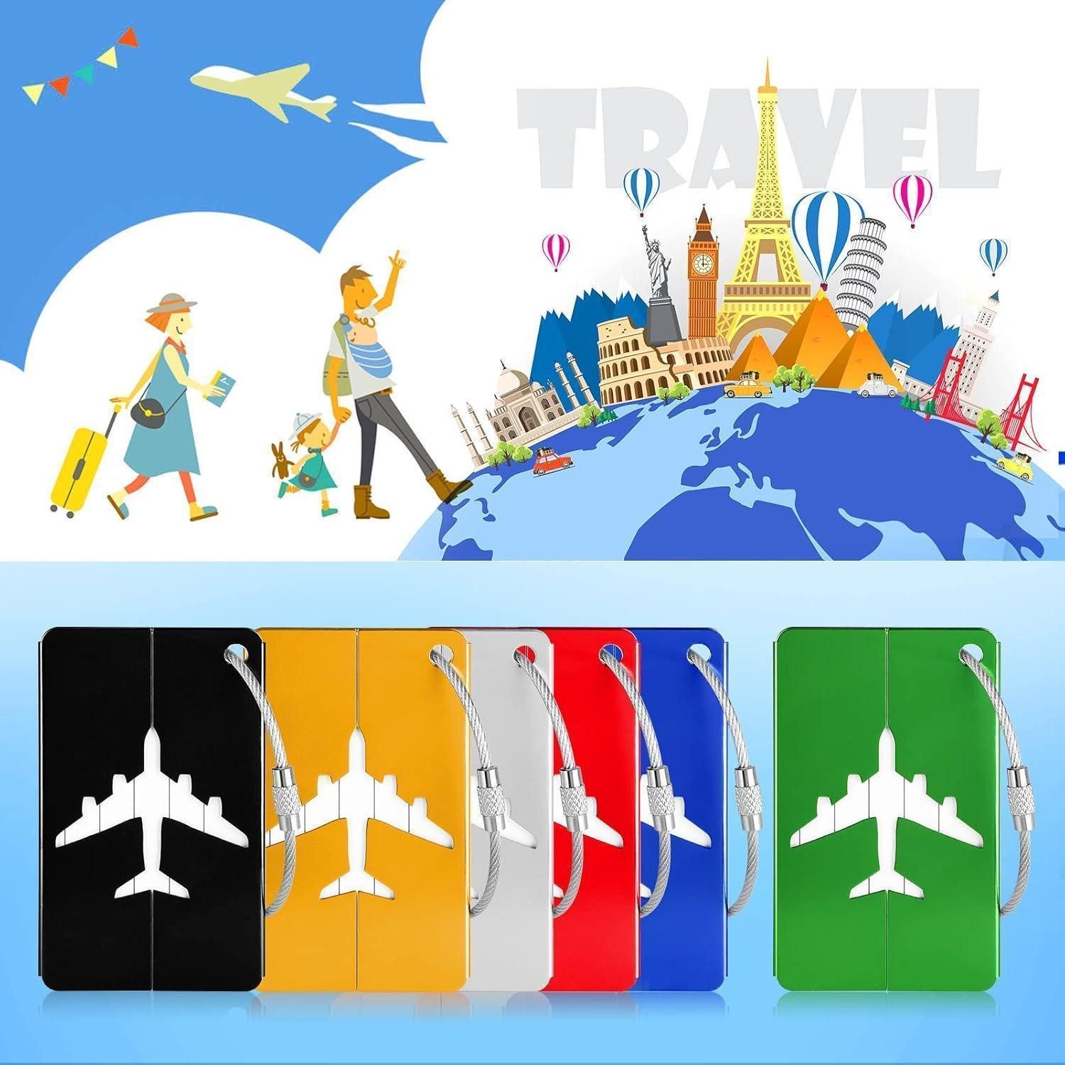 LuxusKollektion Kofferset 6er Pack Kofferanhänger Aluminium Gepäckanhänger Adressschild