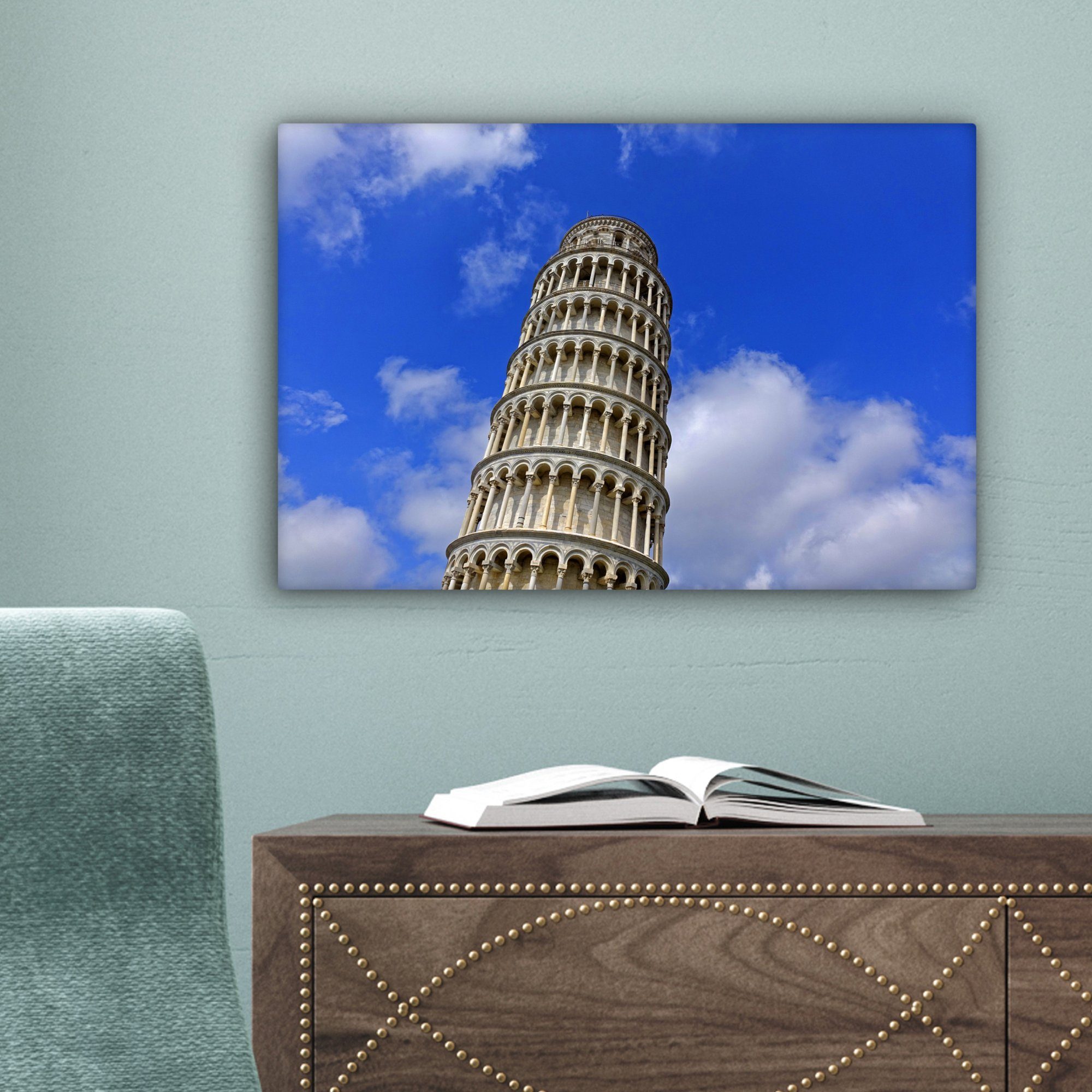 cm von Pisa Aufhängefertig, Leinwandbilder, Turm - St), OneMillionCanvasses® - Wandbild (1 Turm, Italien Leinwandbild 30x20 Wanddeko,