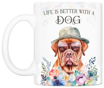 Cadouri Tasse BORDEAUX DOGGE - Kaffeetasse für Hundefreunde, Keramik, mit Hunderasse, beidseitig bedruckt, handgefertigt, Geschenk, 330 ml