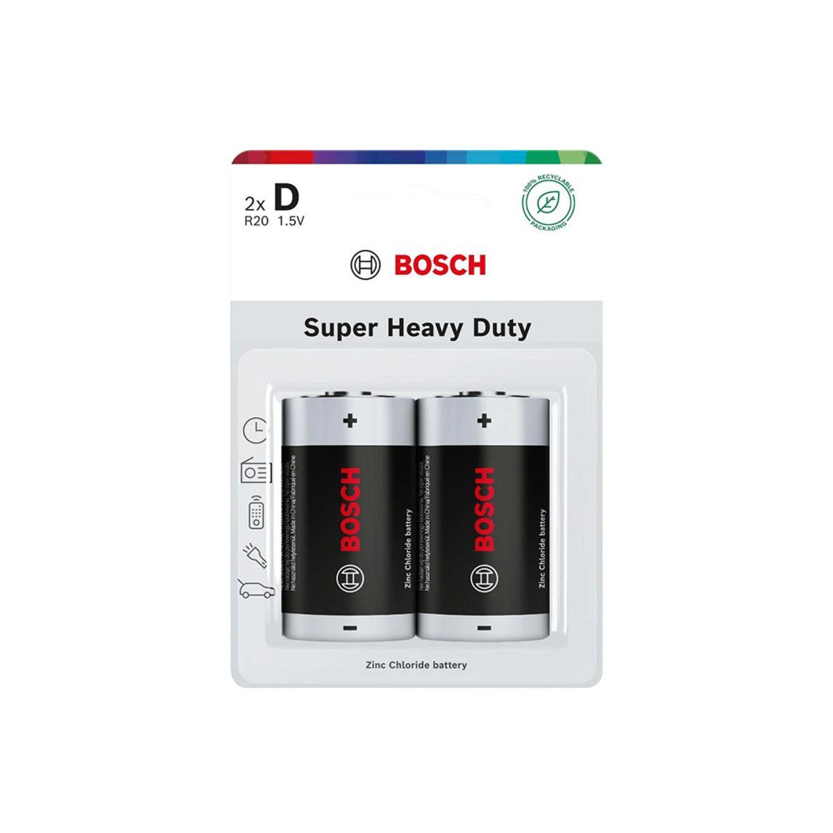 BOSCH Bosch Batterie D SUPER HEAVY DUTY 2 Stück R20SHD2B/00 Verlängerungskabel