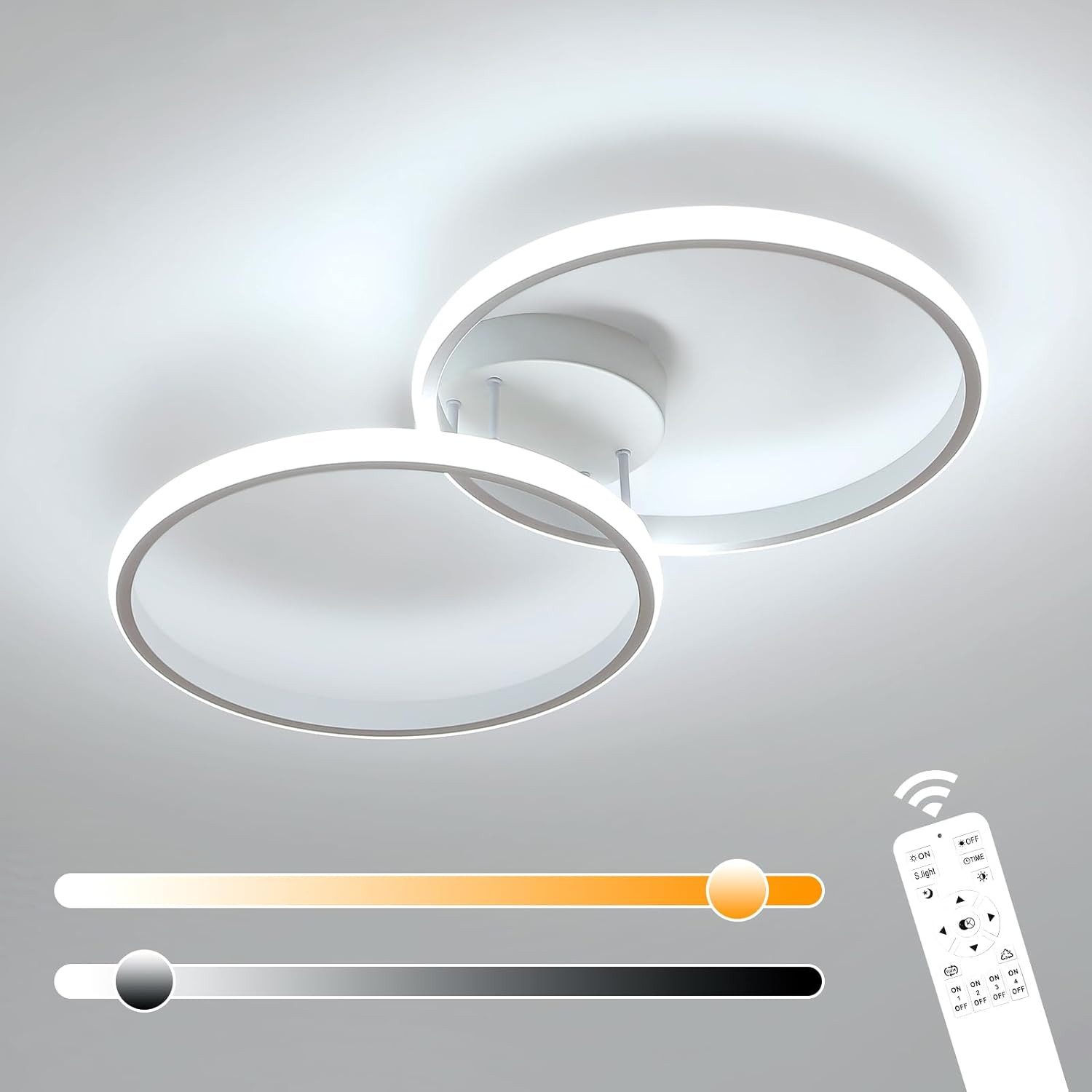 Riserva LED Deckenleuchte LED Deckenleuchte dimmbar 29W Rund Weiß mit Fernbedienung, LED wechselbar
