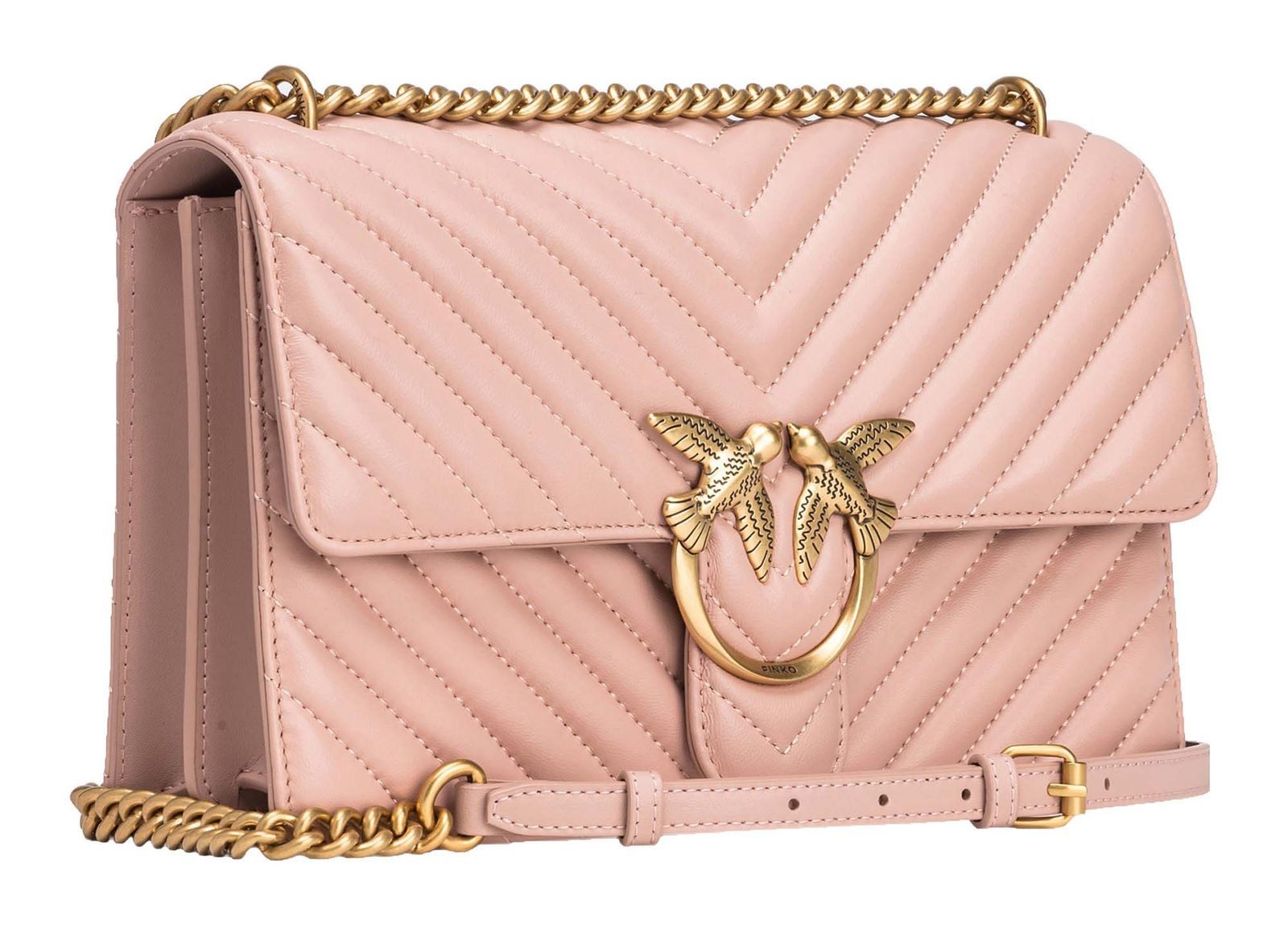 PINKO Umhängetasche Classic DC Sheep Nappa Chevron, aus echtem Schafsleder