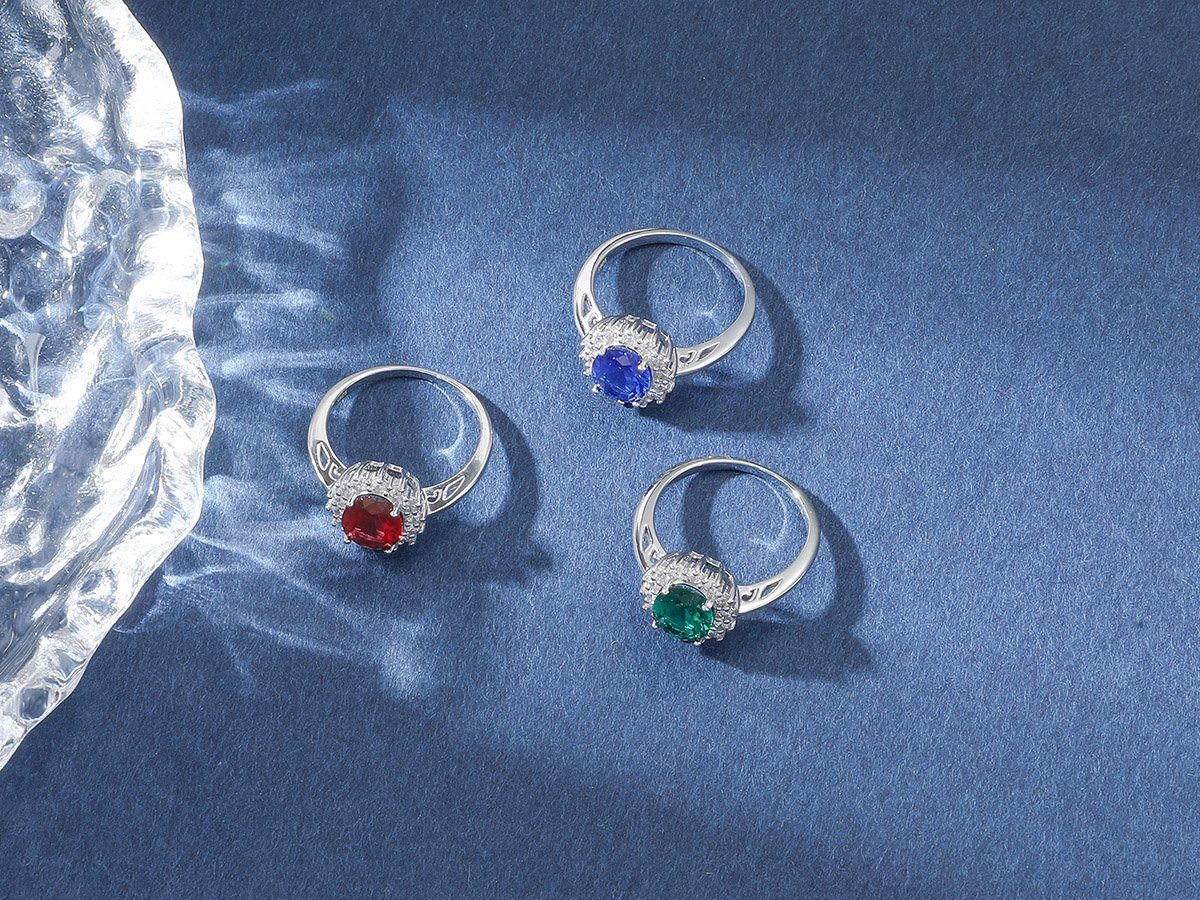 Eyecatcher Silberring 925 farbigem Verlobungsring, mit Zirkonia Silber Silber, Sterling Ring Ring, Sterling Edelstein, Prunkvoll echt