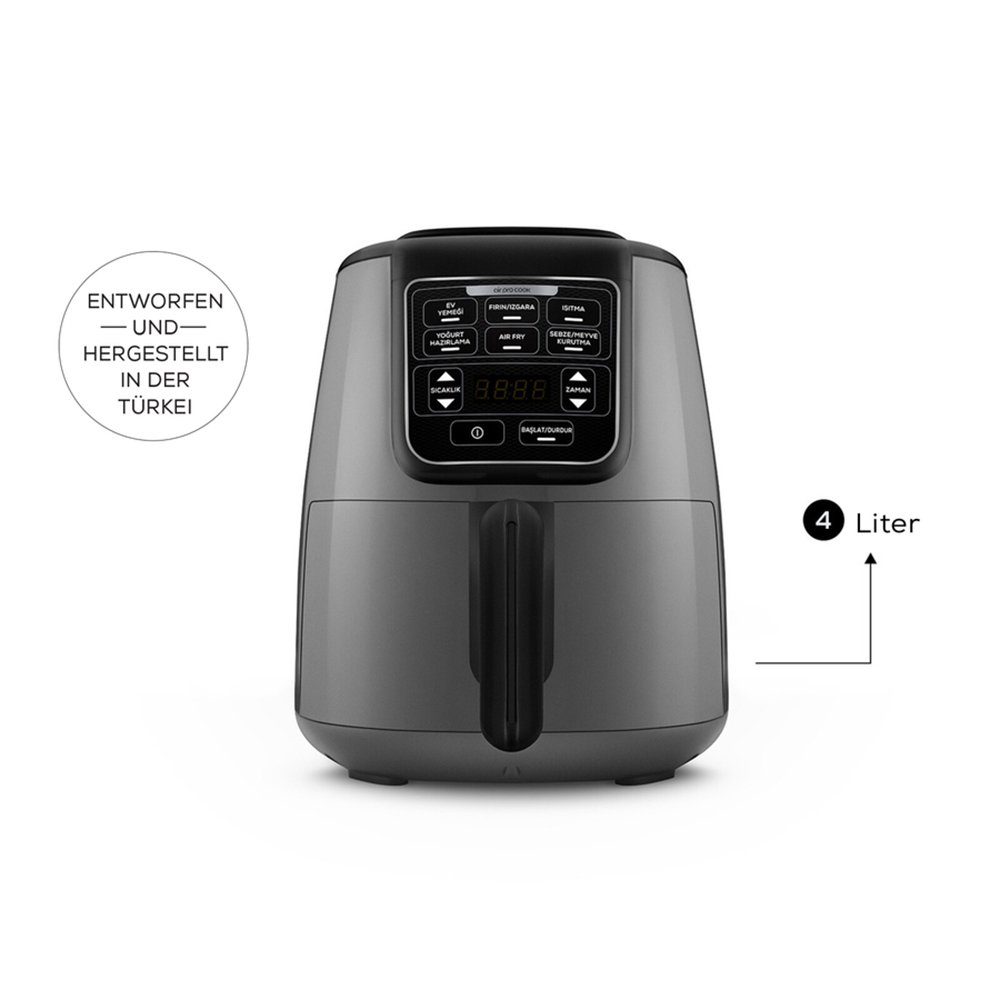 Karaca Heißluftfritteuse Karaca Air Cook XL 2 in 1 Airfryer Heißluftfritteuse Fritteuse 4L, 1550W
