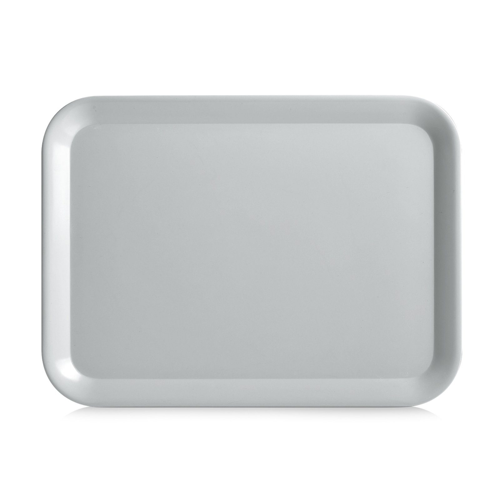 (Stück, 1-tlg), erhöhter Kunststoff abgerundete Serviertablett Grau eckig, Ecken Neuetischkultur Rand Tablett Kunststoff,