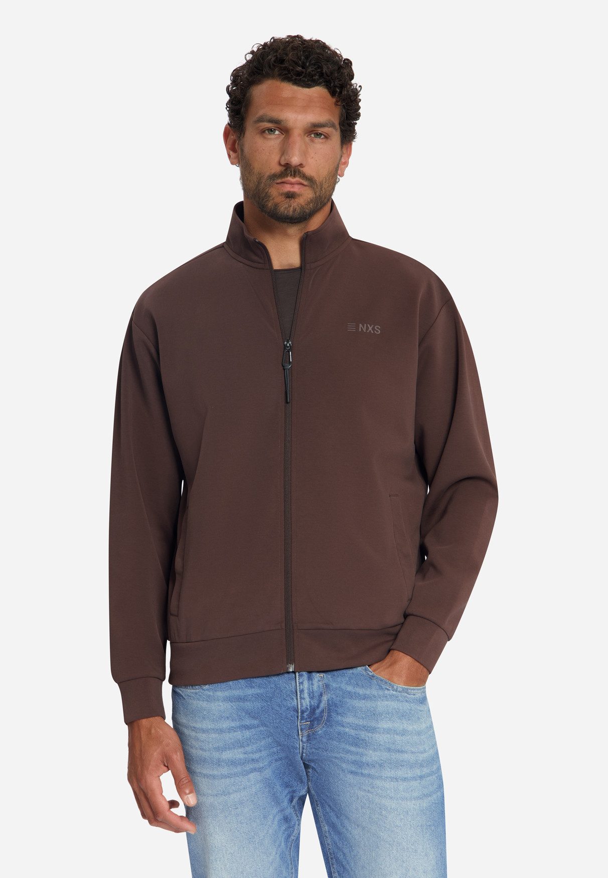 NO EXCESS Fleecejacke - Modische Sweatjacke mit Stehkragen und Reißverschluss für Herren