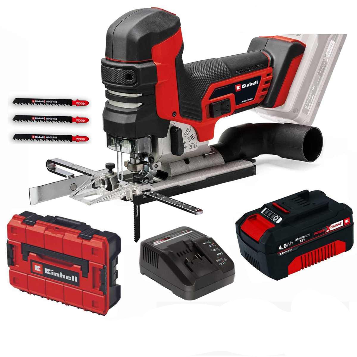 Einhell Akku-Pendelhubstichsäge Professional Stichsäge TP-JST 18/135 Li BL 18V Akku 4 Ah + SF Koffer