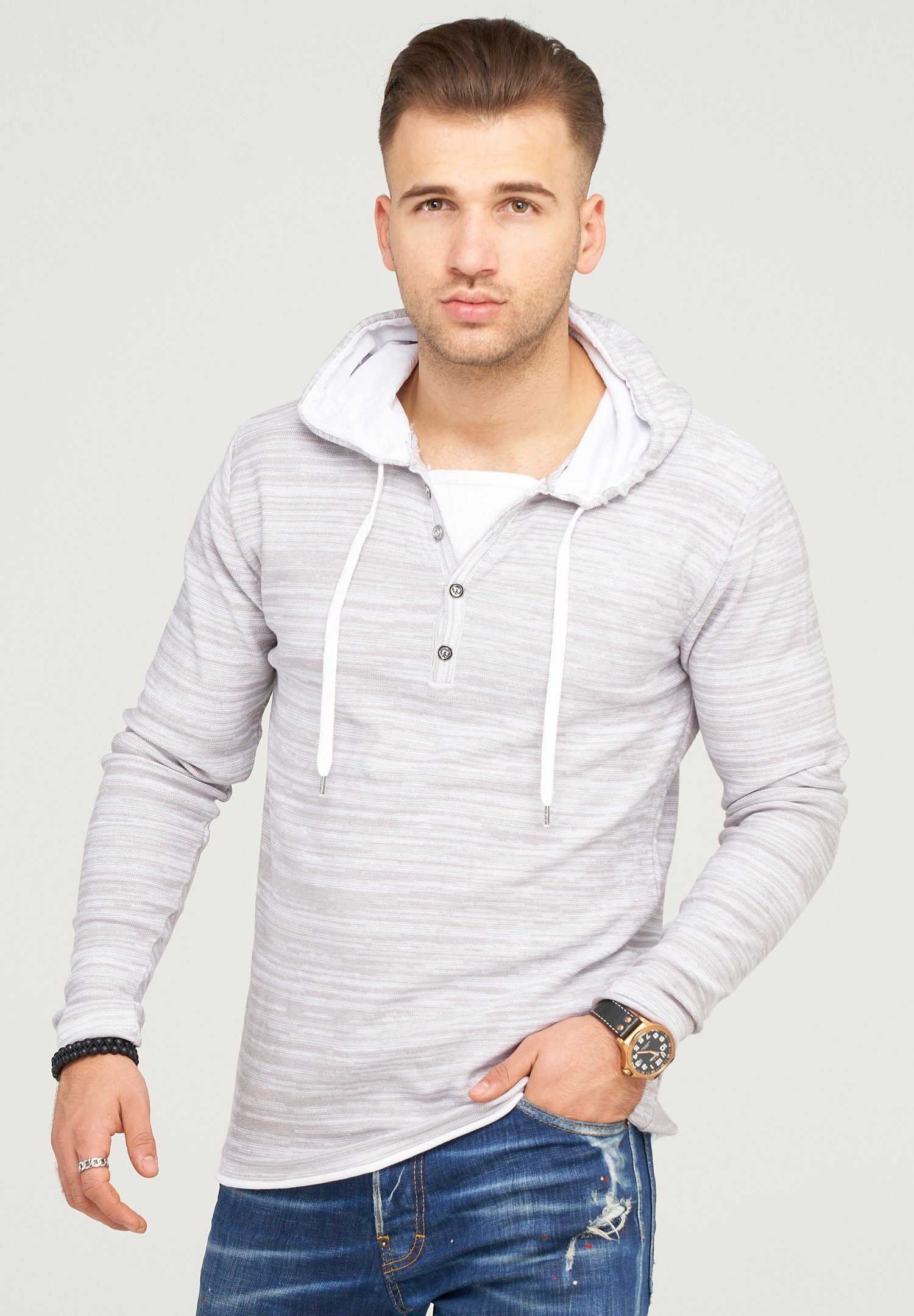behype Kapuzensweatshirt JOSHA in melierter Optik