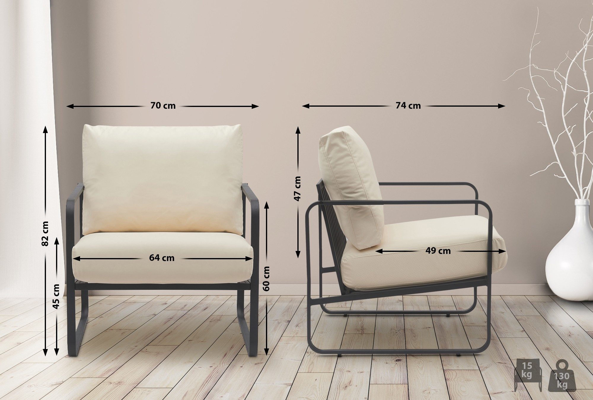 CLP Loungesessel Manea, gepolstert, mit Metallgestell günstig online kaufen