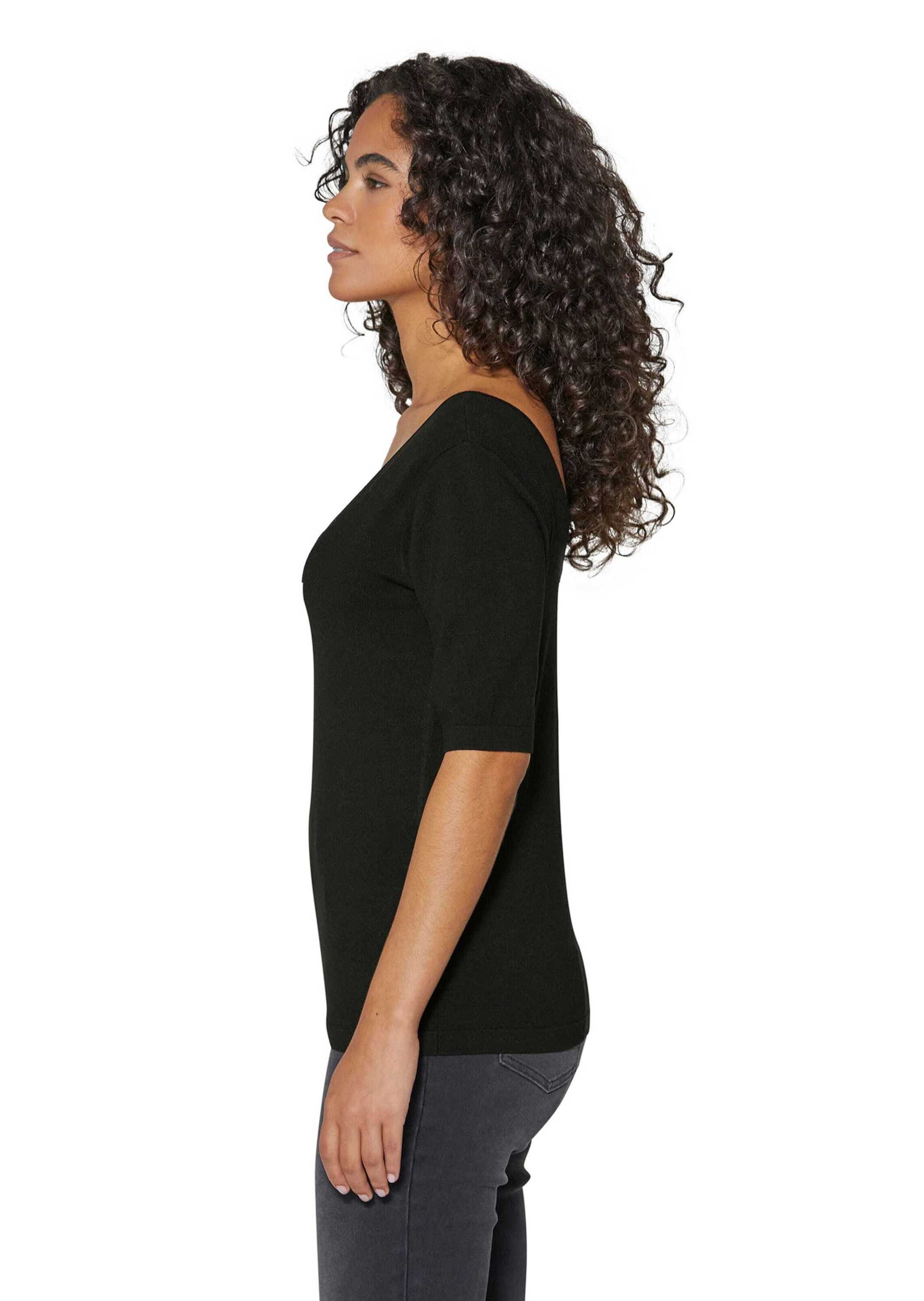 MADELEINE Strickpullover Halbarm-Pullover mit V-Ausschnitt