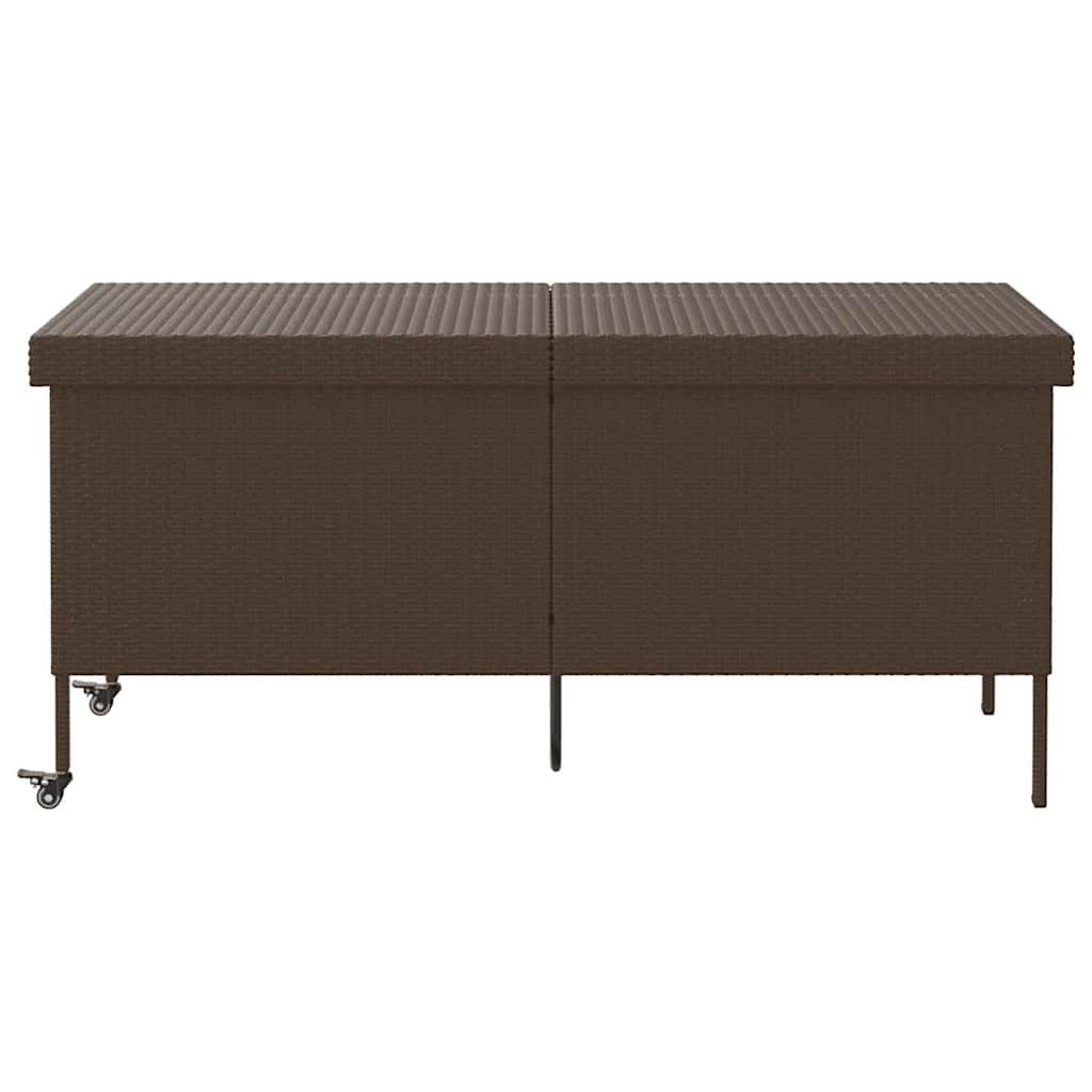 vidaXL Gartenbox Gartentruhe mit Rollen Braun 160x55x75 cm Poly Rattan
