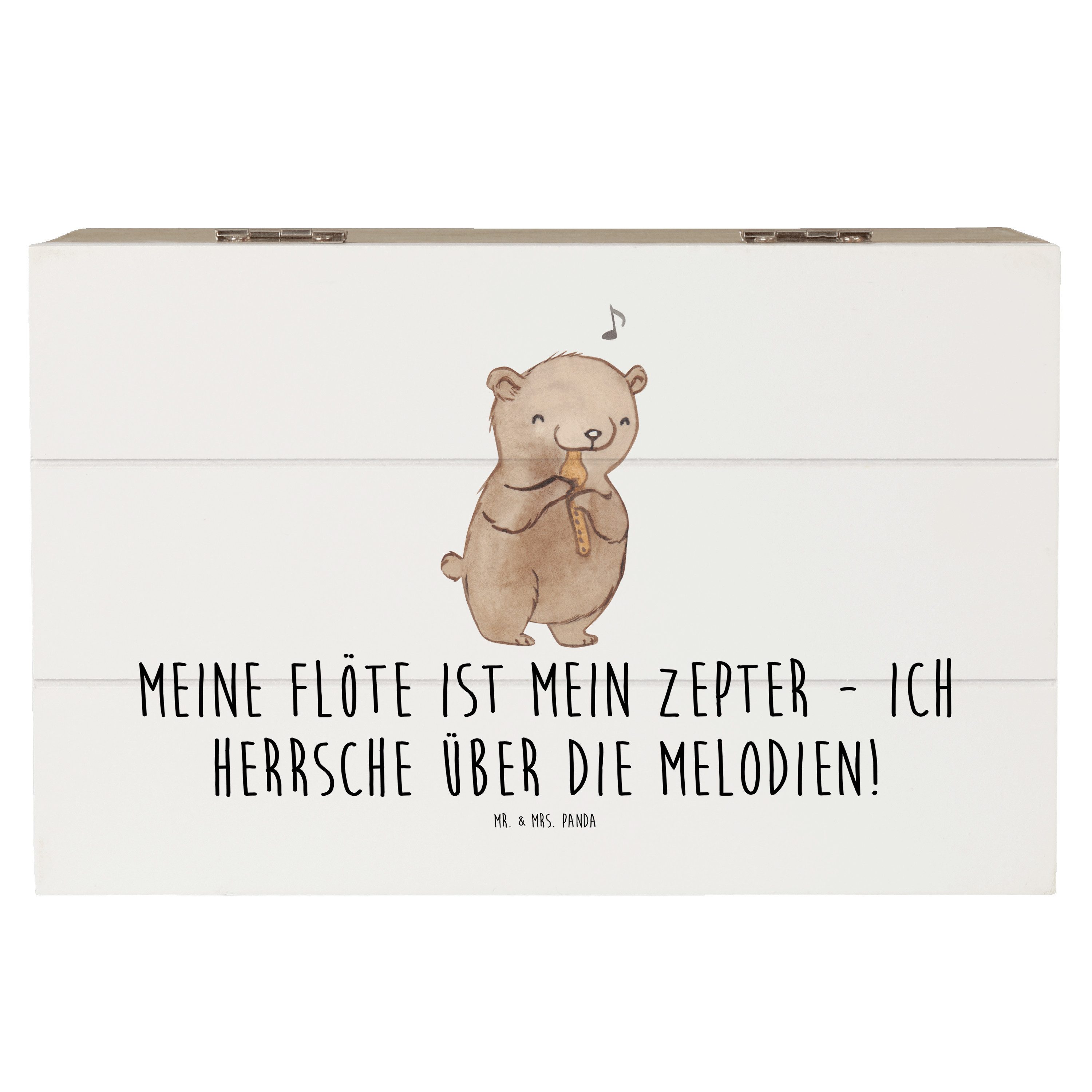 Dekokiste 19 x 12 cm Flötenzauber - Weiß - Geschenk, Flötist, Illustrationen, M