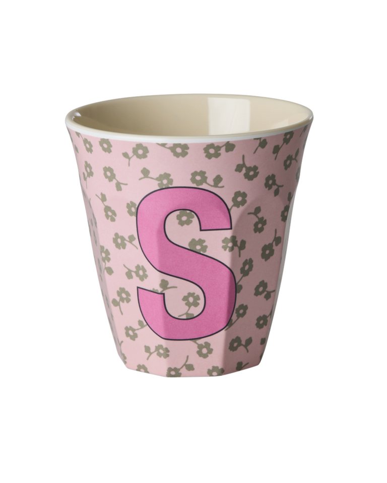 rice Becher Rice Buchstabenbecher – Melamin Tassen A–Z mit Blumen-Design, BPA-frei, 1-tlg., Melamin