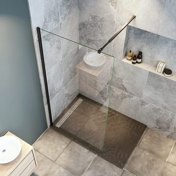 duschspa Duschwand Walk in Dusche Duschwand Duschtrennwand Glaswand 8mm Nano Glas 200cm, Einscheibensicherheitsglas, Sicherheitsglas, (Set), Glas, Nano Glas
