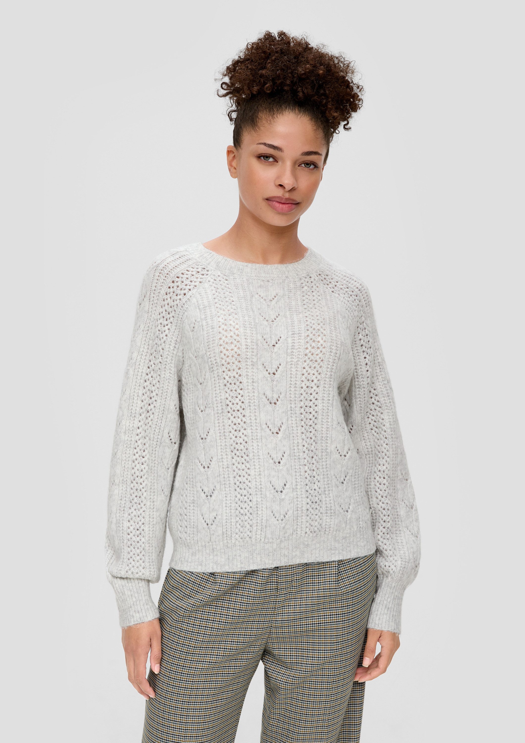 QS Longpullover Strickpullover Pullover mit Strickmuster günstig online kaufen