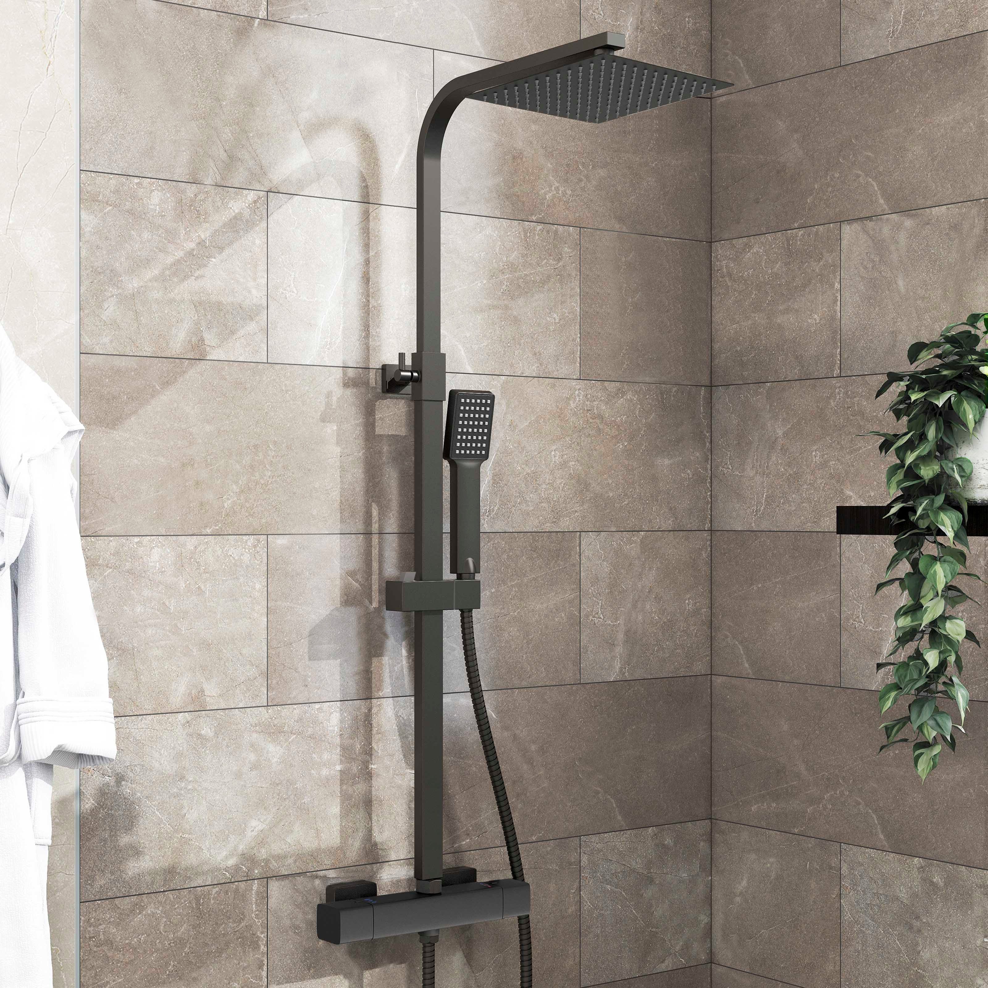 duschspa Duschsystem Schwarz Regendusche mit Thermostat Duschsystem Duschsäule Duschset