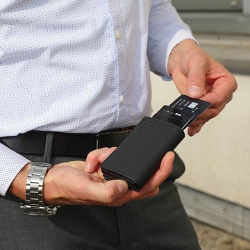 Solo Pelle Mini Geldbörse Slim Wallet Mondo ohne Münzfach [bis zu 13 Karten] [RFID-Schutz], echt Leder, Made in Europe, mit RFID Schutz