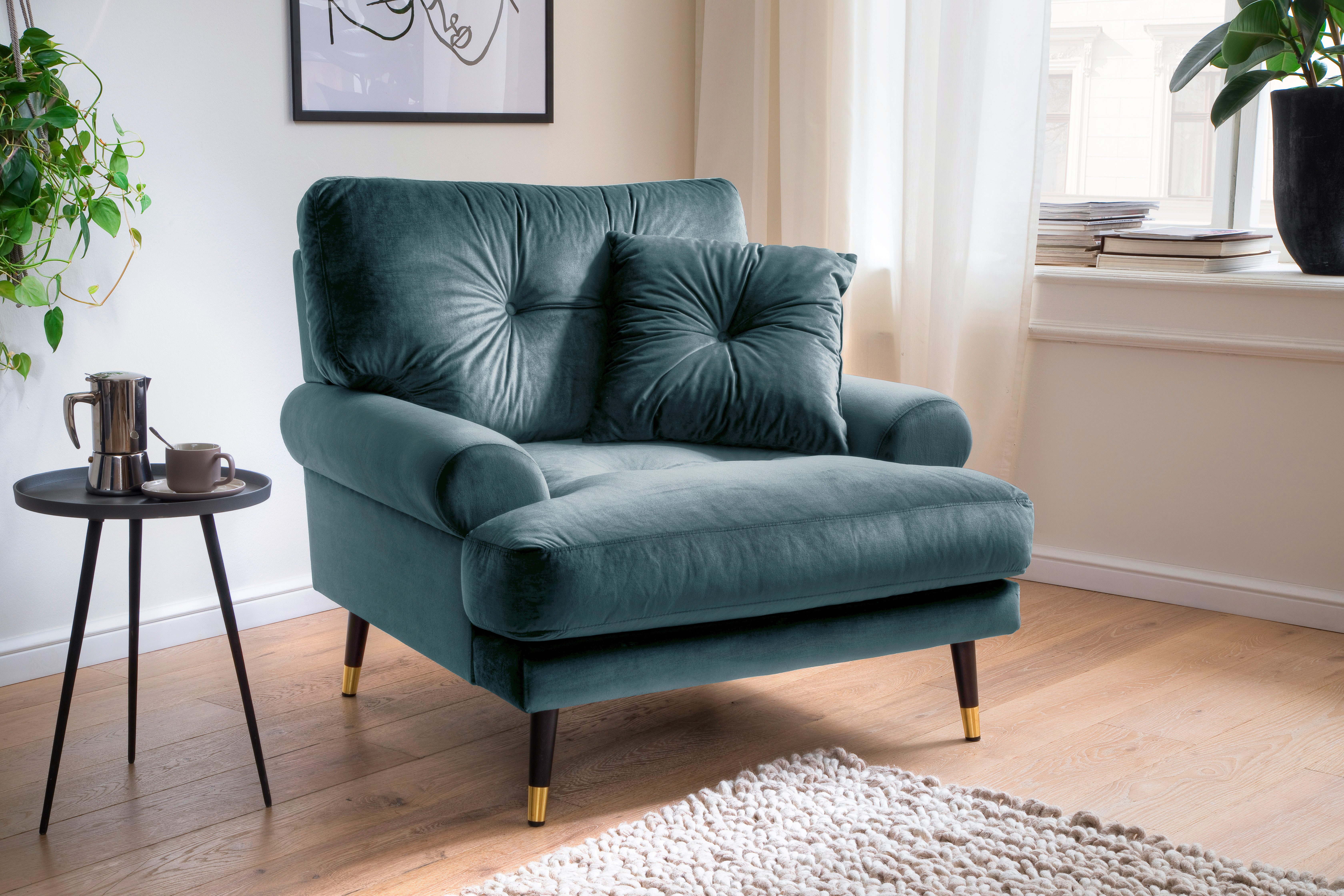 OTTO home Loungesessel TOKIO, in Microfaser mit hochwertigem Holz/Metallfuß – Bild 2 von 5