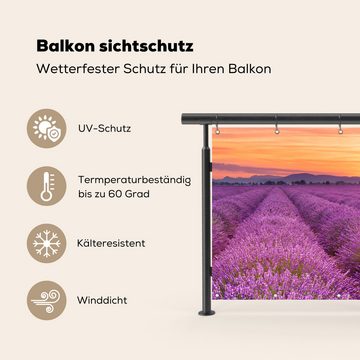 MuchoWow Balkonsichtschutz Lavendel - Frankreich - Sonnenuntergang - Natur (1-St) Balkon Sichtschutz 90x200, Windschutz für Zaun PVC, 200x90 cm