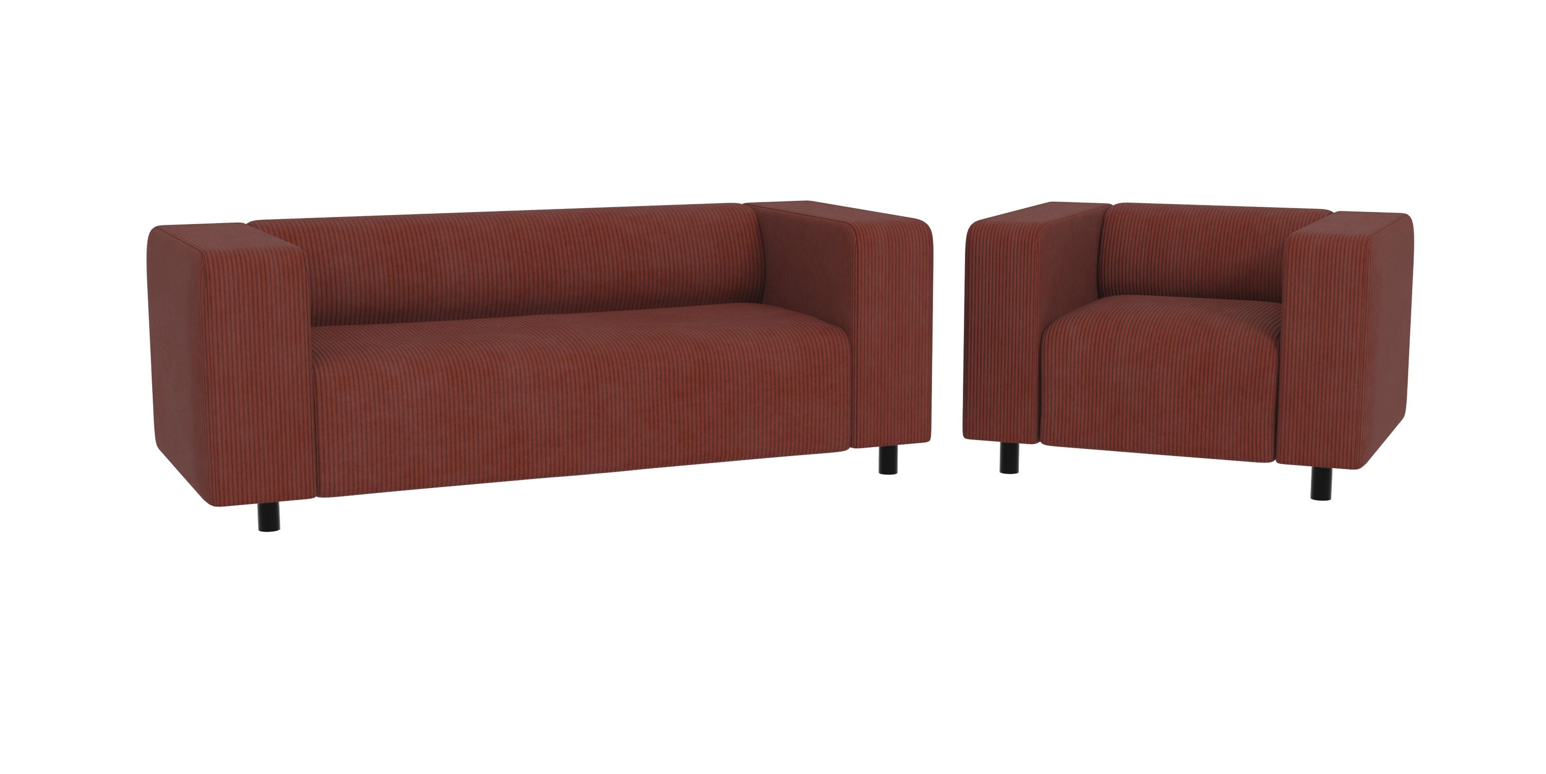 S-Style Möbel Polstergarnitur 2+1 Gustav aus Cord-Stoff mit bequemem Sitz, (1x 2-Sitzer-Sofa, 1x Sessel)