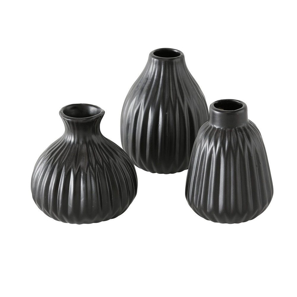 BOLTZE GRUPPE GmbH Dekovase Vase Esko Porzellan matt schwarz H 12 cm 3er Set