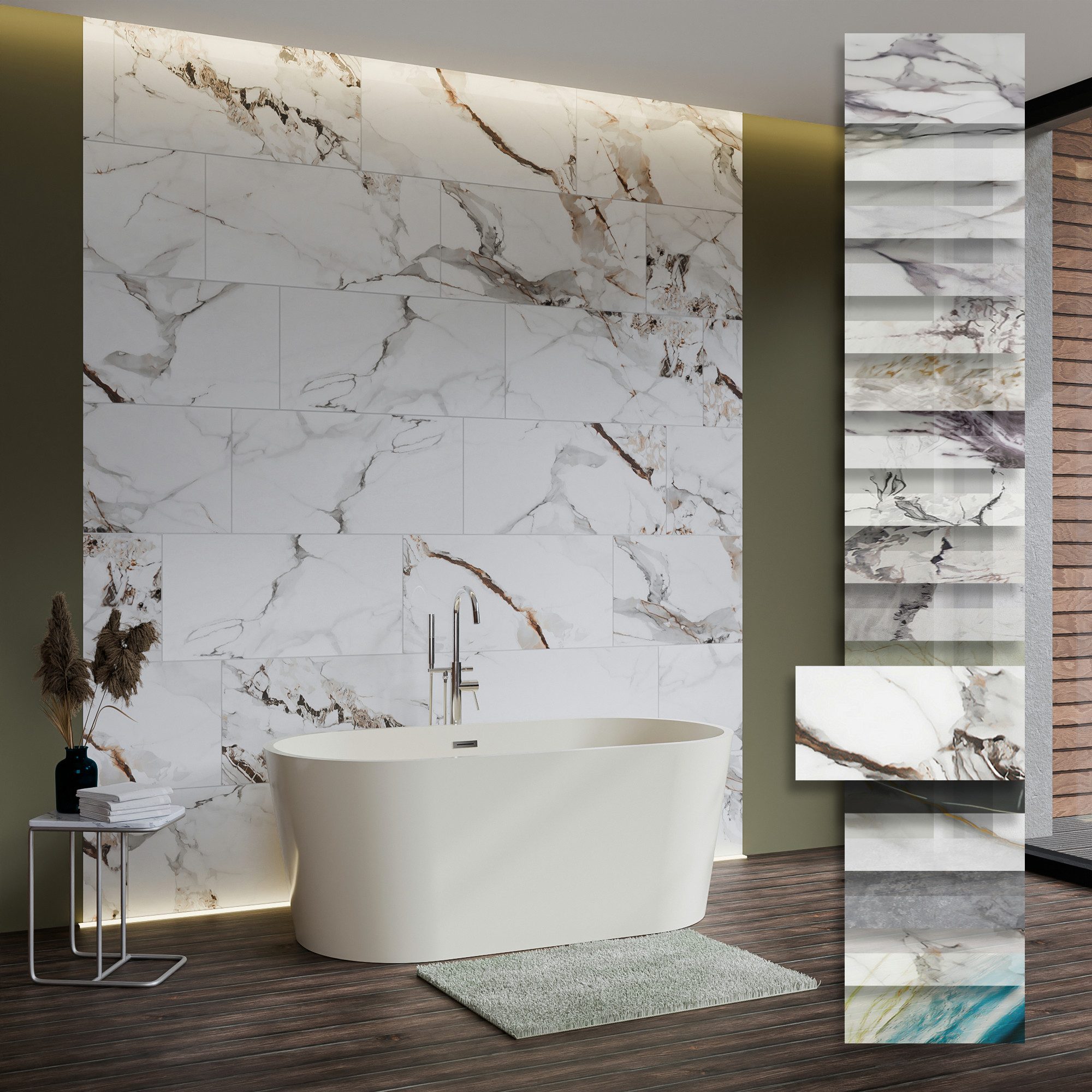 Hexim Wandpaneel, (Marmoroptik 3 Stück 78x39cm günstig online kaufen