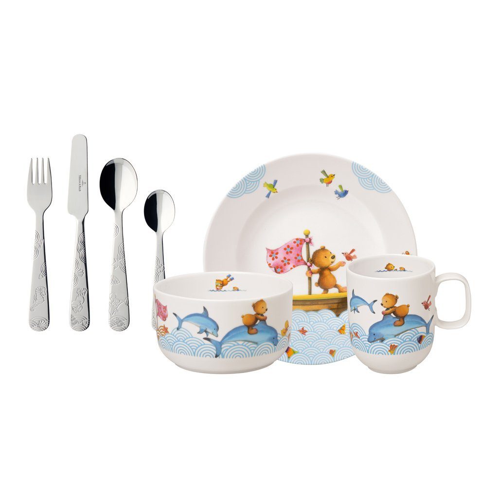 Villeroy & Boch Kindergeschirr-Set Happy as a Bear Set, 7tlg. (7-tlg), 1 Personen, Porzellan