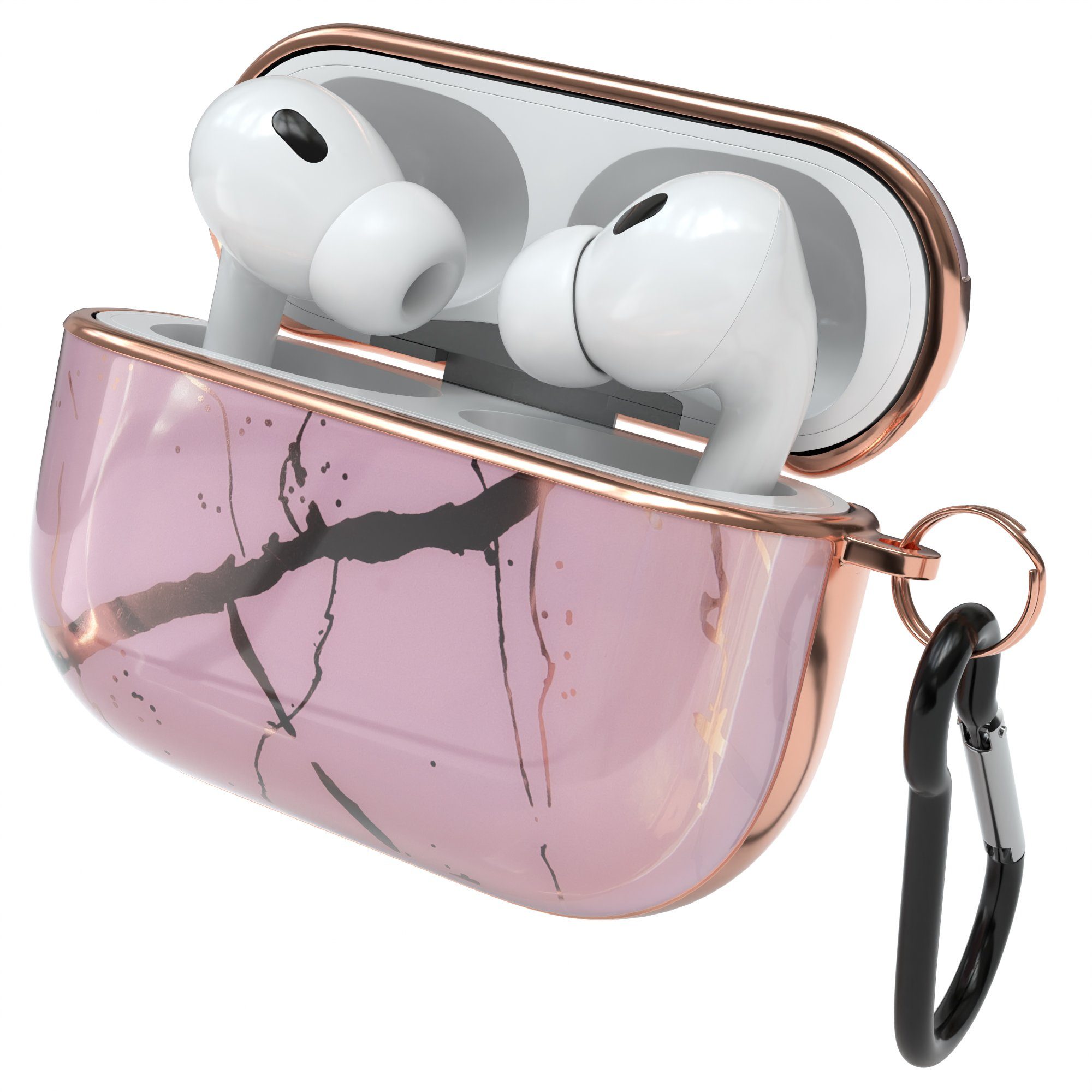 EAZY CASE Kopfhörer-Schutzhülle IMD Motiv Case kompatibel mit Apple AirPods Pro 2, Kratzschutz für Airpods Pro Lade Case Hülle Cover Rosa / Roségold